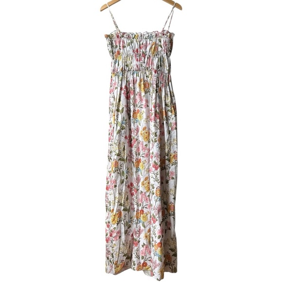 COCO SHOP Multi Floral Shirred Pocket Spaghetti Strap Maxi Dress Sz S - Picture 7 of 13